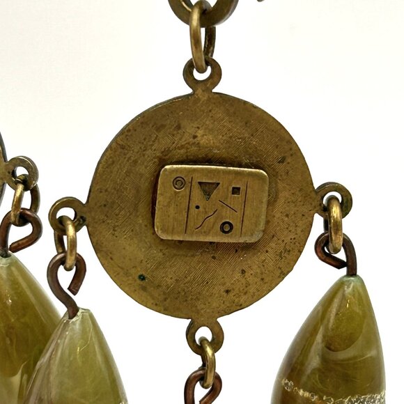 Vintage Boho Artisan Statement Earring Bundle Brass Tone Dangles Hoop - Picture 6 of 16